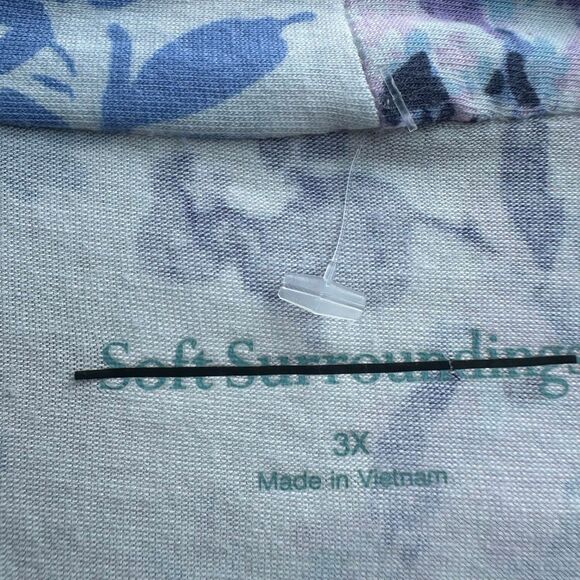 Soft Surroundings Floral Wrap Tunic Blue Purple Ruched Stretch 3X NEW - Picture 2 of 6